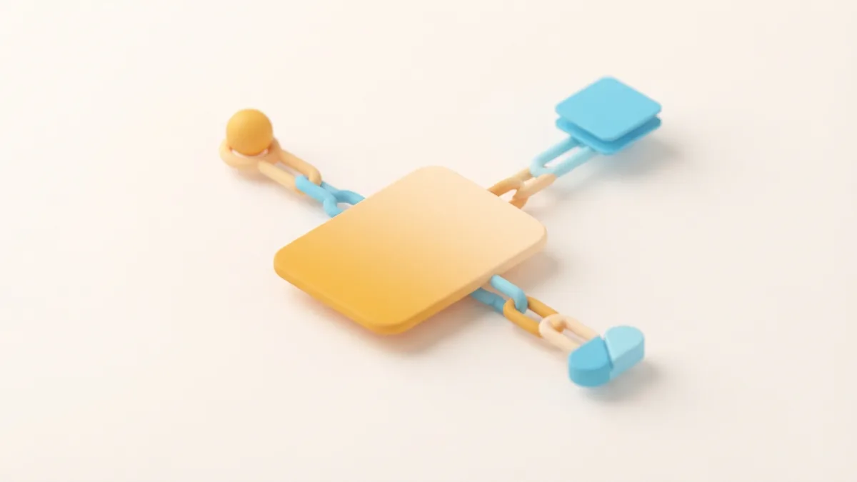 A single rounded card branches toward several destinations to show the purpose of a bio link