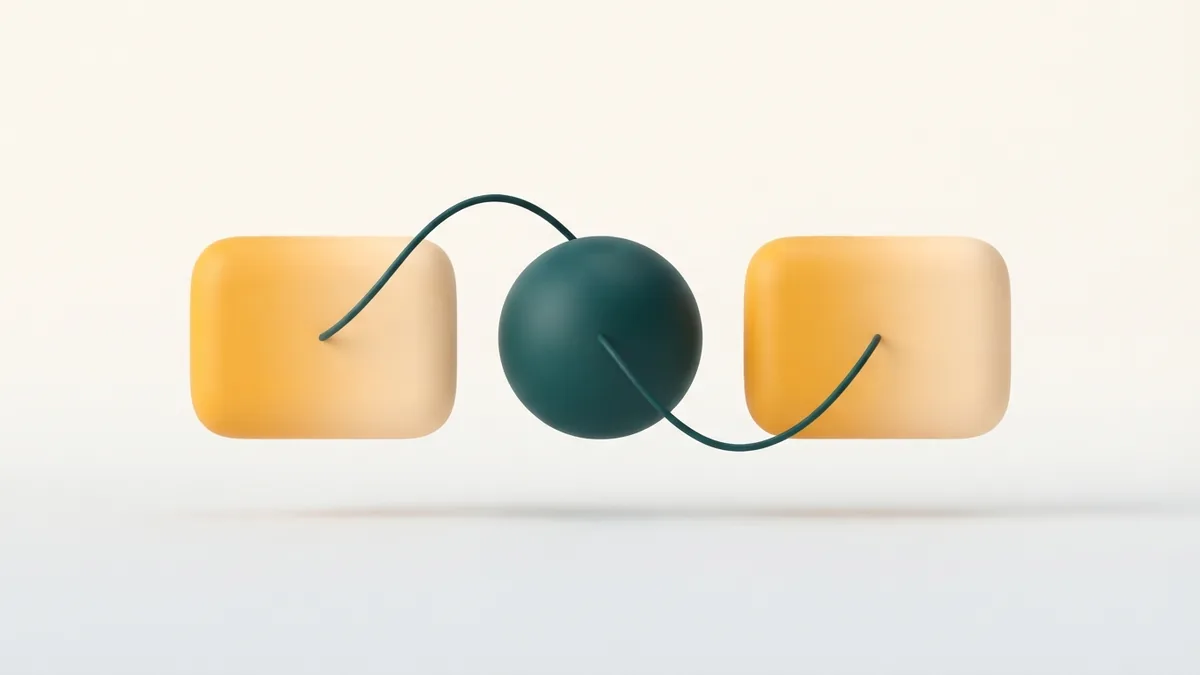 Rounded clay shapes joined in sequence to represent the parts of an effective business bio