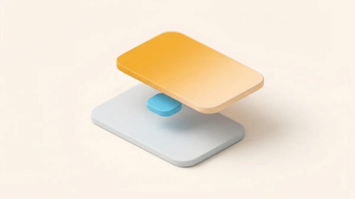 Layered clay cards and a moving chip representing an updated Facebook Page bio