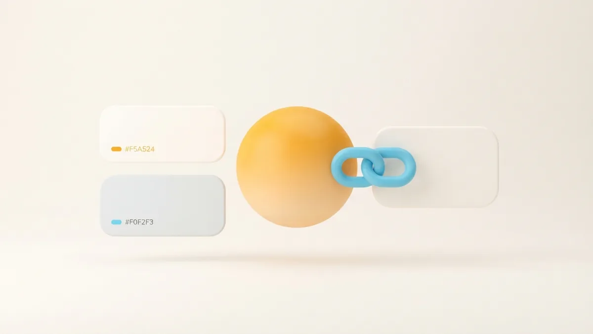 Rounded cards and a link shape represent the topic, value, and call to action in a TikTok bio