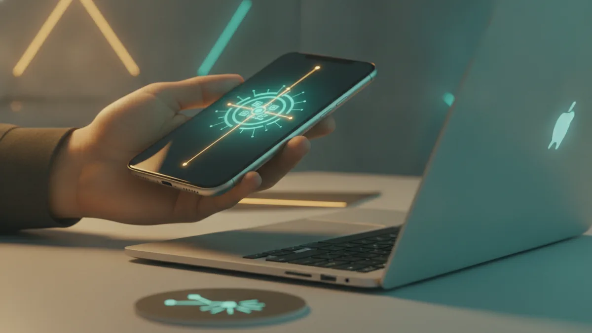 Hand holding a phone while planning a single destination link for social profiles