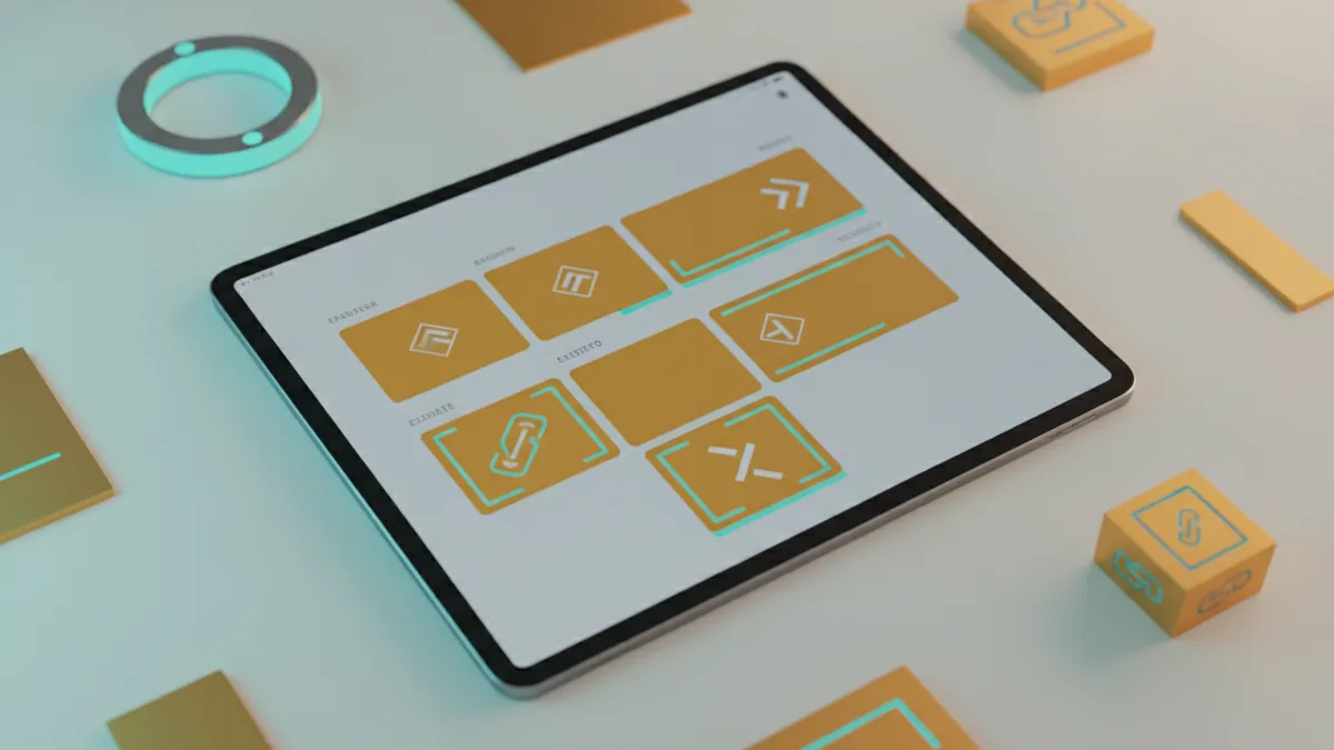 A bio link hub page Tablet showing a hub of multiple destination buttons for a bio link page
