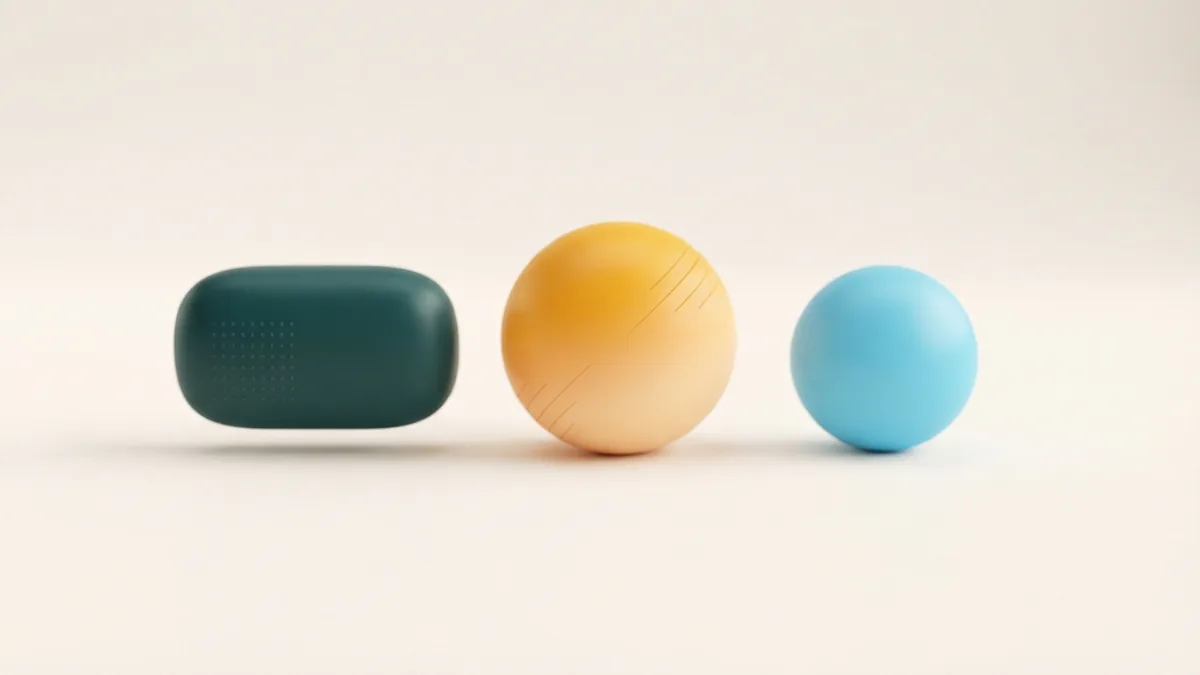 Different bio styles Three distinct abstract profile styles shown as rounded clay forms in a clean layout