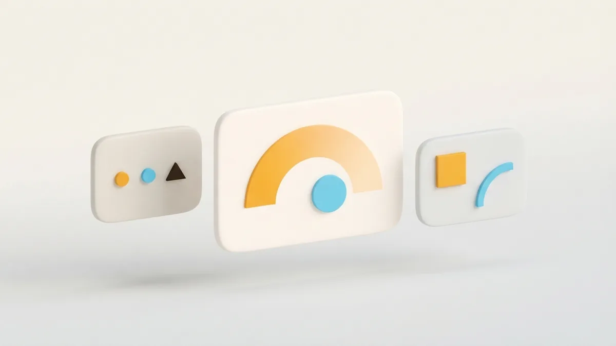 Three abstract profile cards suggesting different business bio examples and brand styles