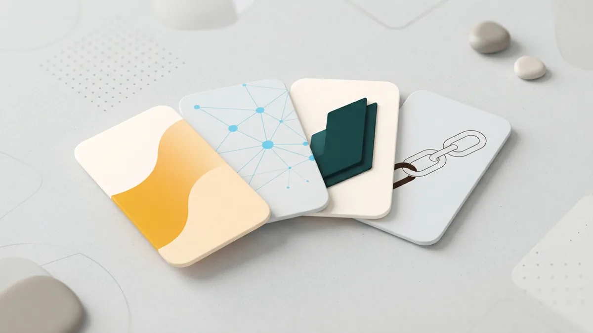 Four bio style concepts Four abstract rounded cards showing different creative styles for a personalized Facebook bio
