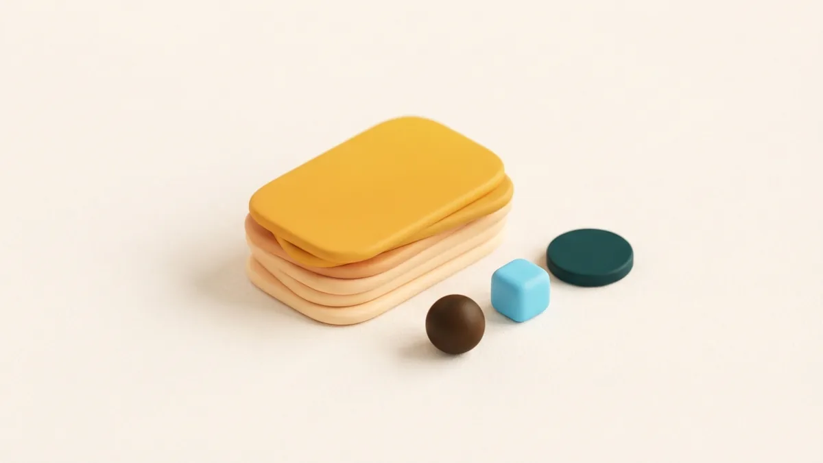 Minimal clay cards and chips representing a short and clear TikTok bio
