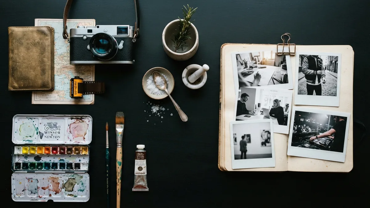 Explore bio ideas for each audience Creative objects representing varied Instagram bio ideas for different audiences