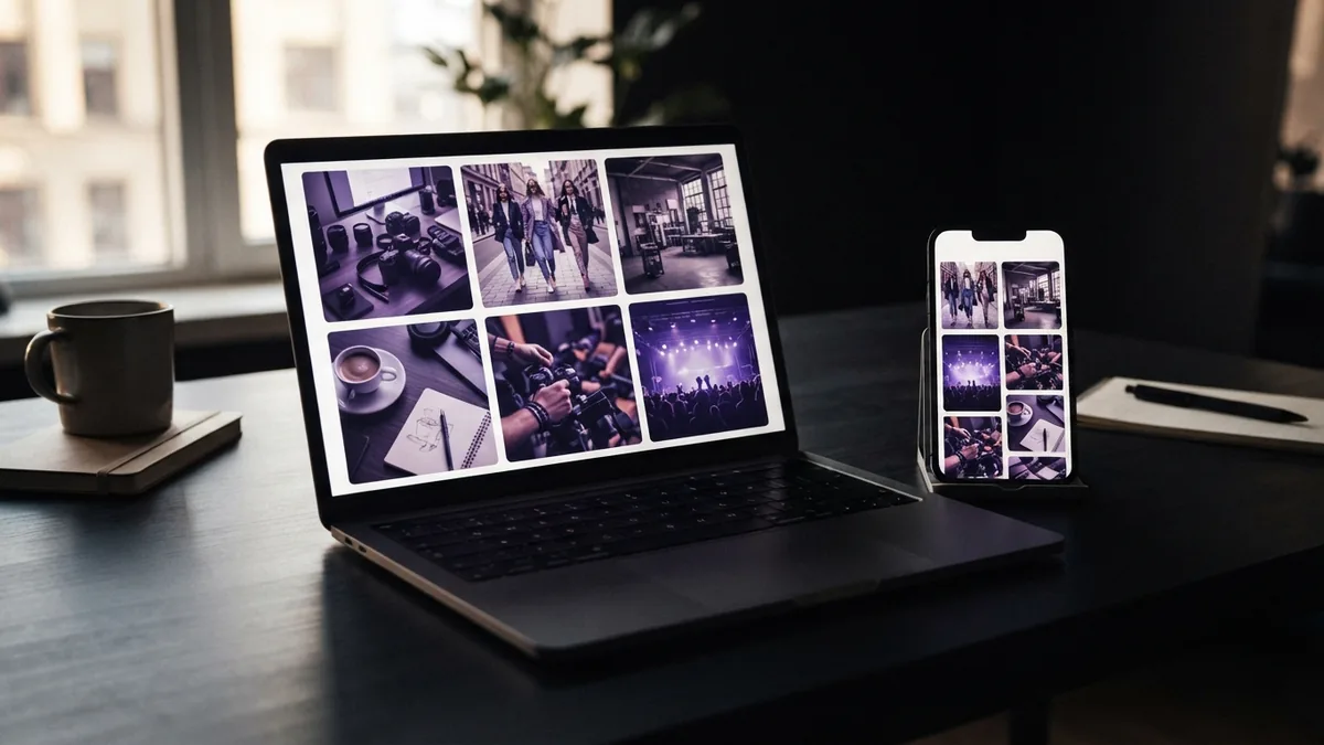 Manage several destinations with one link Smartphone beside a laptop displaying a tidy multi-link landing page layout
