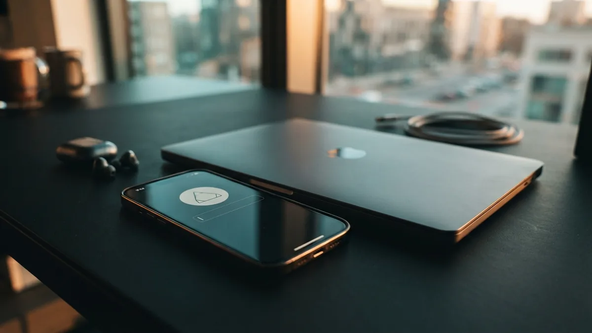 Smartphone beside a laptop during a mobile profile link update workflow