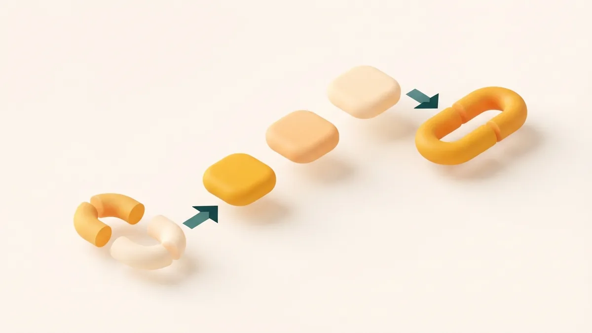 Rounded shapes and arrows showing a simple path to repair a bio link